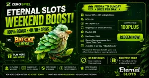 Eternal Slots Weekend Boost: 100% Bonus + 40 Free Spins