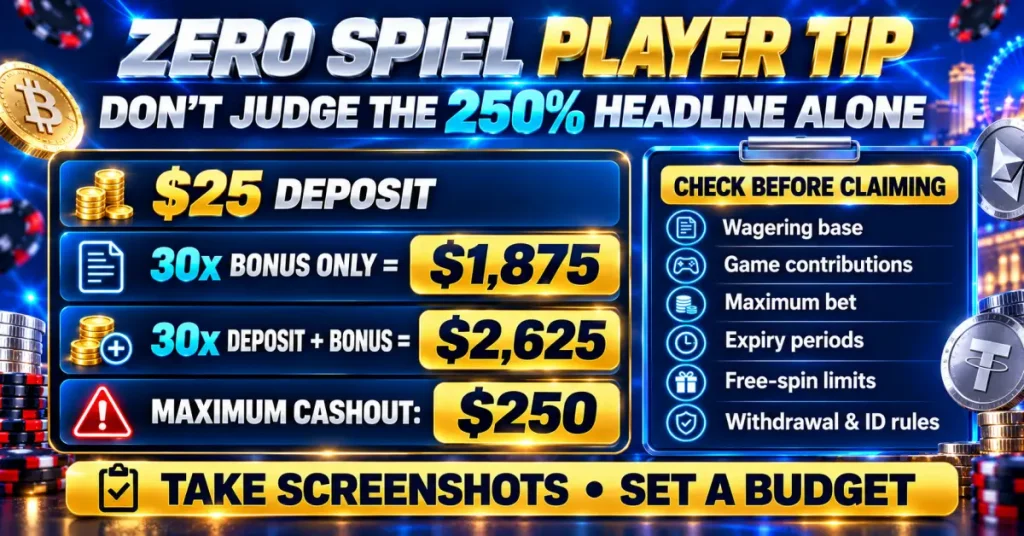 Zero Spiel Player Tip for Las Vegas USA Bonus